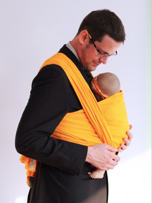 écharpe de portage jaune orange 